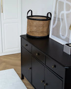 OLATE サイドボード ブラック 3枚扉 引き出し付き MDF ハイボード 120cm