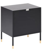 OSSETT オセット メタルブラック ナイトテーブル メタルメッシュ扉付き スチール製 モダンデザイン