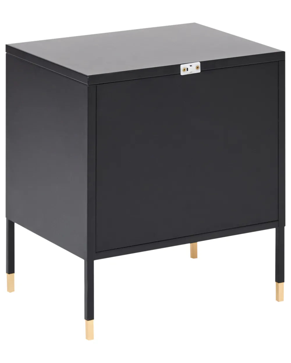 OSSETT オセット メタルブラック ナイトテーブル メタルメッシュ扉付き スチール製 モダンデザイン