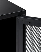 OSSETT オセット メタルブラック ナイトテーブル メタルメッシュ扉付き スチール製 モダンデザイン