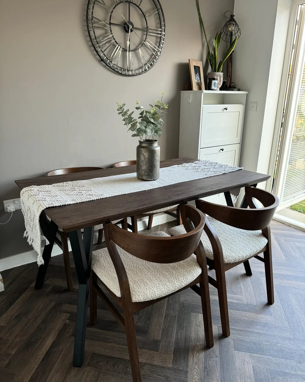 BRAVO ダイニングテーブル ダークブラウン 140×80cm 長方形 MDF天板 メタル脚