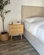 Perote ペローテ ナイトテーブル 2引き出し ラタン前面 ライトブラウン