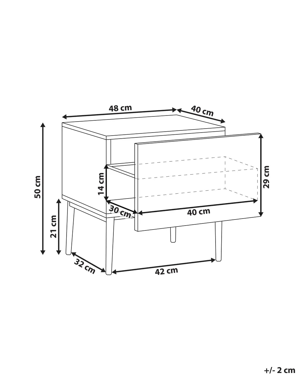BLYTHE ブライス ナイトテーブル 1引き出し ライブドフロント ナチュラルアッシュ材 48×40×50cm