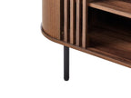 TAROON サイドボード ダークブラウン 木目調 レトロデザイン 幅120cm 棚付き 収納キャビネット メタル脚