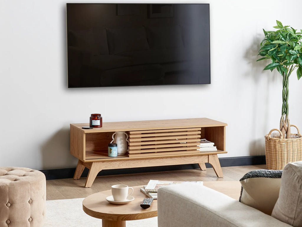 TOLEDO テレビボード ブラウン レトロ調 木製テレビ台 スライド扉 幅120cm