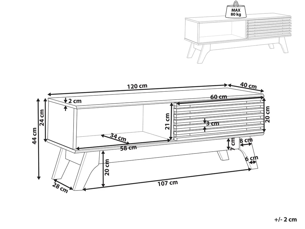 TOLEDO テレビボード ブラウン レトロ調 木製テレビ台 スライド扉 幅120cm