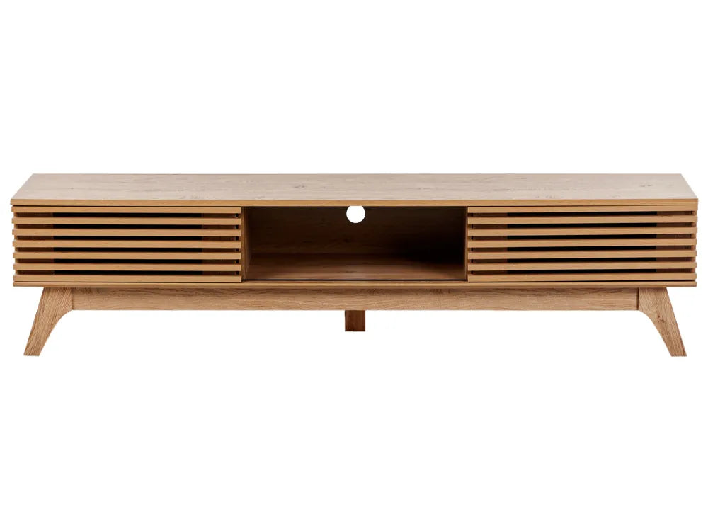 TOLEDO テレビボード ブラウン レトロ木製テレビ台 スライド扉・配線収納付き 耐荷重80kg