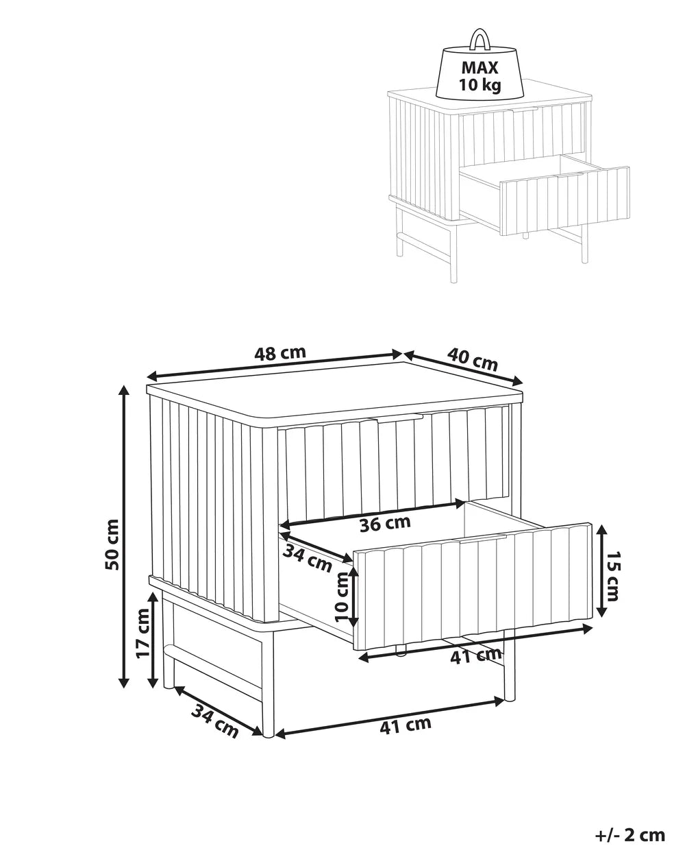 Glastonbury グラストンベリー ナイトテーブル 2引き出し ブラック