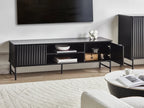 GLASTONBURY テレビボード ブラック 幅140cm｜レトロ調 収納棚付き TV台 配線管理対応