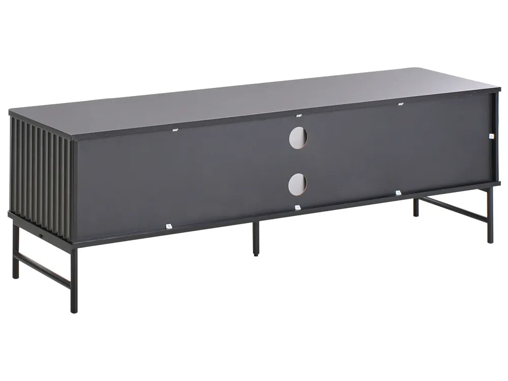 GLASTONBURY テレビボード ブラック 幅140cm｜レトロ調 収納棚付き TV台 配線管理対応