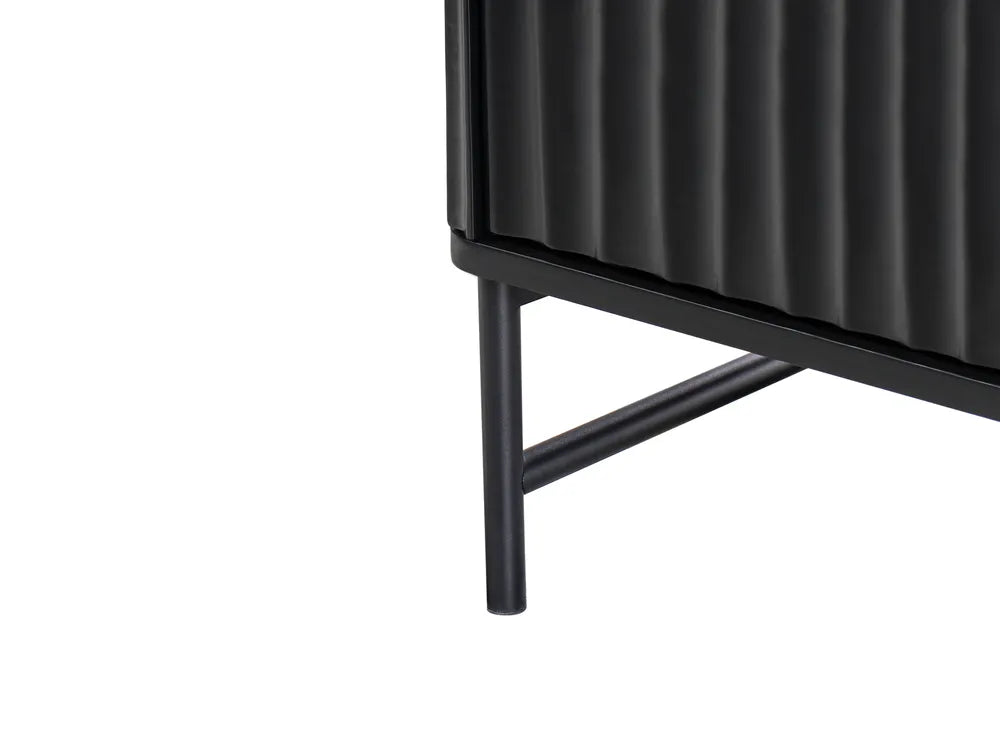 GLASTONBURY テレビボード ブラック 幅140cm｜レトロ調 収納棚付き TV台 配線管理対応