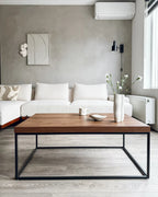 インダストリアル コーヒーテーブル メタルフレーム ダークブラウン