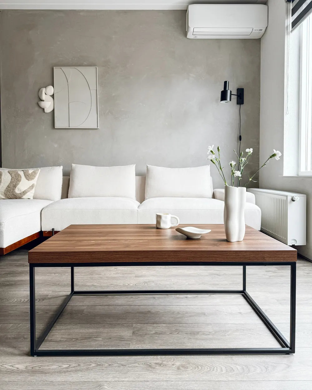 インダストリアル コーヒーテーブル メタルフレーム ダークブラウン