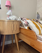 SELAH セラ ブラウン ナイトテーブル ラウンド 引き戸付き