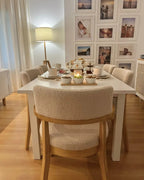 DALBO ブークレ張り 肘付きダイニングチェア 2脚セット（ブラウン／ベージュ）