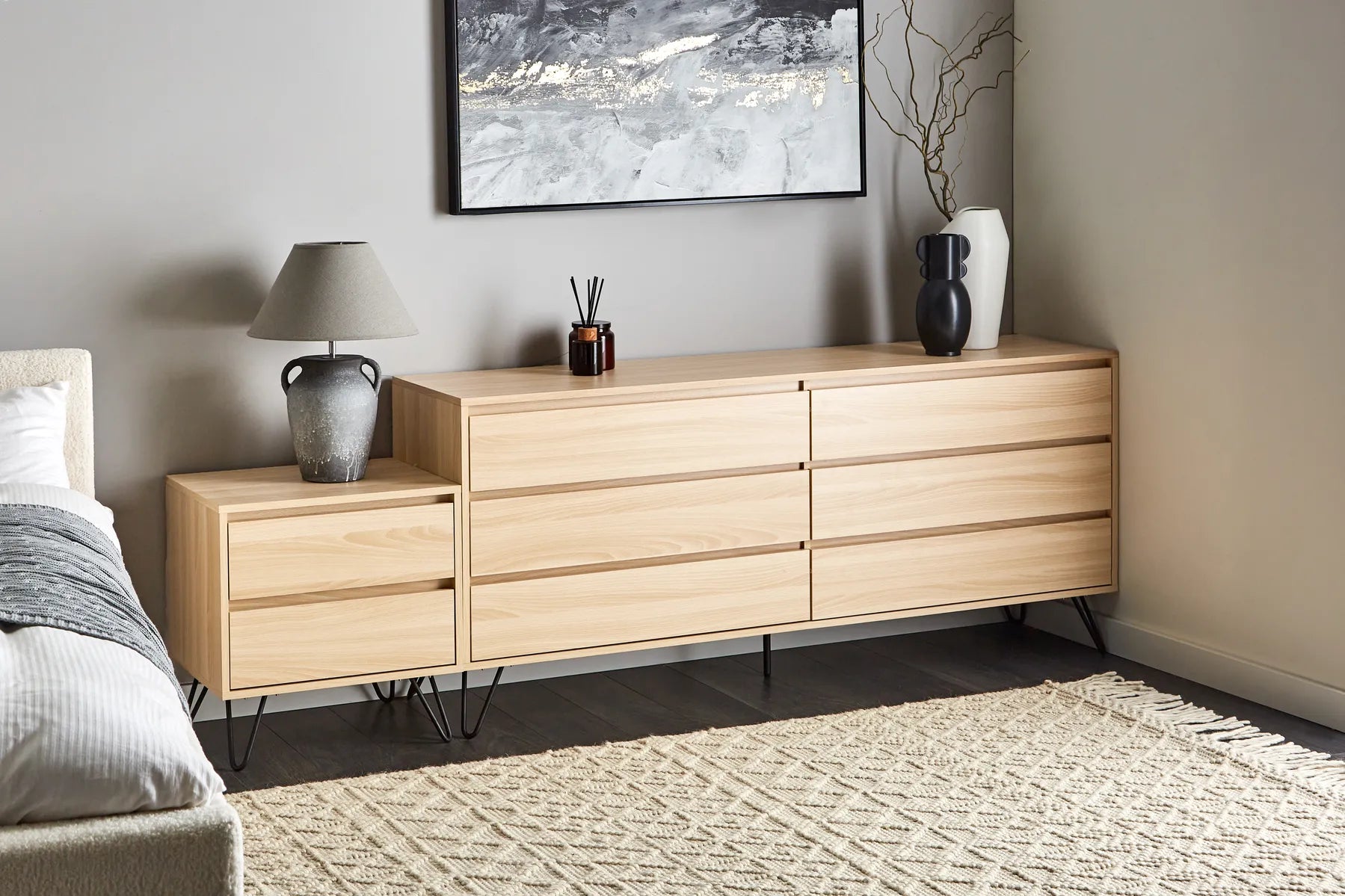 CARDIGAN チェスト タンス 6段引き出し ライトブラウン 木目調収納キャビネット ベッドルーム・リビング用