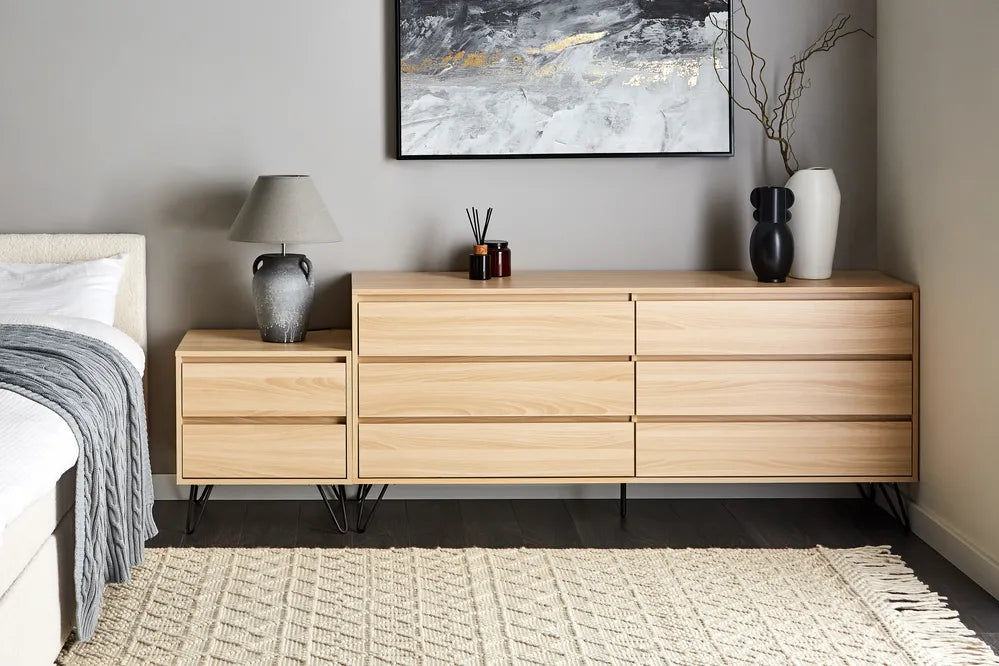 CARDIGAN チェスト タンス 6段引き出し ライトブラウン 木目調収納キャビネット ベッドルーム・リビング用