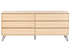 CARDIGAN チェスト タンス 6段引き出し ライトブラウン 木目調収納キャビネット ベッドルーム・リビング用