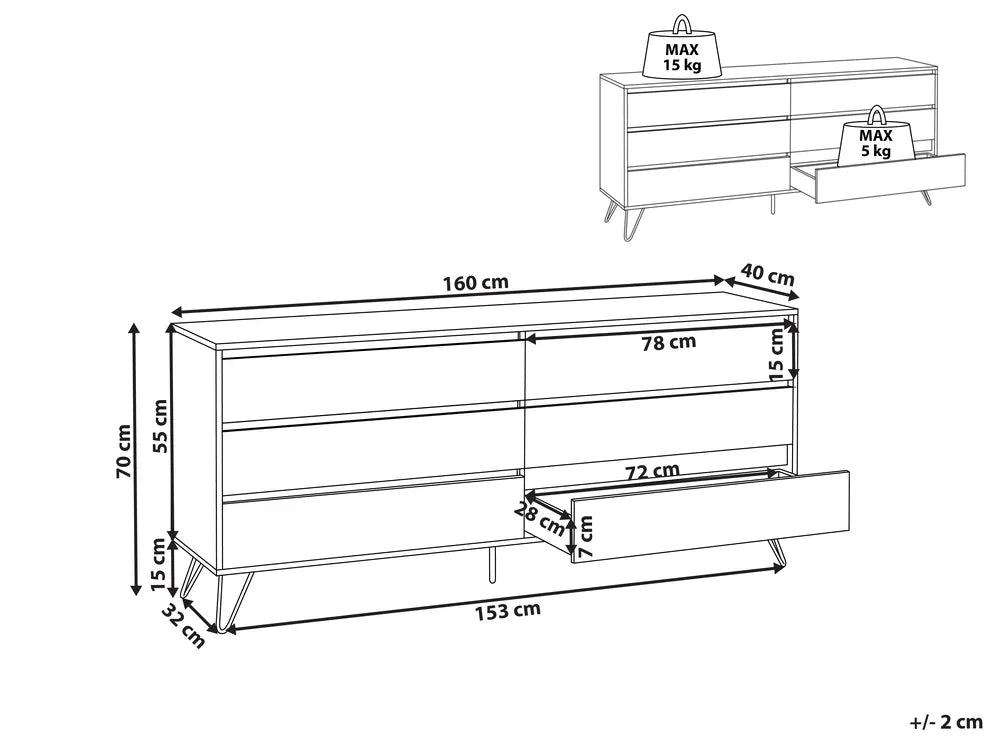CARDIGAN チェスト タンス 6段引き出し ライトブラウン 木目調収納キャビネット ベッドルーム・リビング用
