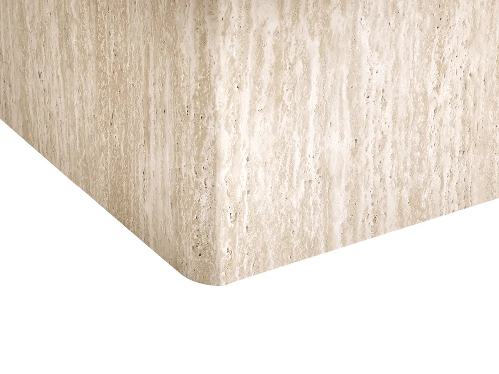 DUSON デュソン テーブル 2点セット トラバーチン調 コーヒーテーブル＋サイドテーブル