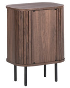 BRADLEY ブラッドリー ナイトテーブル ダークブラウン 引き戸付き レトロ収納 MDF・パイン材 40×30×55cm