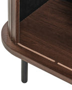 BRADLEY ブラッドリー ナイトテーブル ダークブラウン 引き戸付き レトロ収納 MDF・パイン材 40×30×55cm