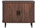 BRADLEY サイドボード ダークブラウン 引き戸収納 レトロ調 木目調キャビネット