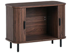BRADLEY サイドボード ダークブラウン 引き戸収納 レトロ調 木目調キャビネット