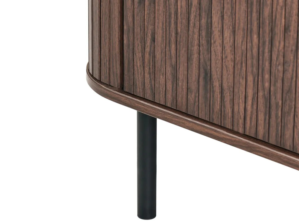 BRADLEY サイドボード ダークブラウン 引き戸収納 レトロ調 木目調キャビネット