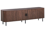 BRADLEY テレビボード ダークブラウン 幅180cm｜レトロ調 ルーバー引き戸 収納付き TV台 配線穴付き