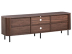 BRADLEY テレビボード ダークブラウン 幅180cm｜レトロ調 ルーバー引き戸 収納付き TV台 配線穴付き