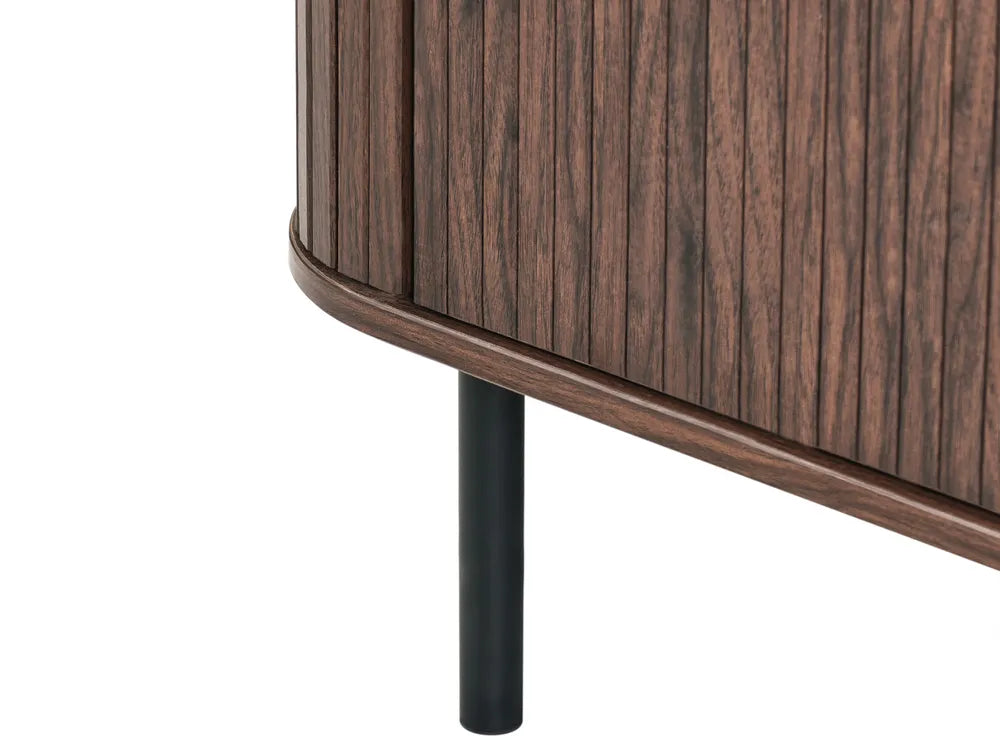 BRADLEY テレビボード ダークブラウン 幅180cm｜レトロ調 ルーバー引き戸 収納付き TV台 配線穴付き