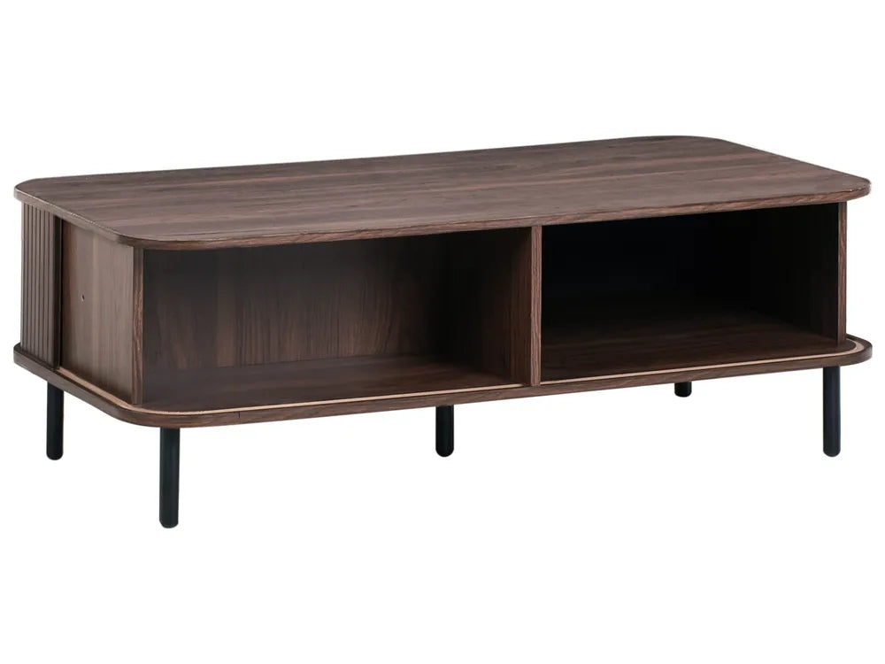 BRADLEY ブラッドリー コーヒーテーブル ダークブラウン 引き戸付き 収納テーブル MDF製 長方形 120×60×41cm