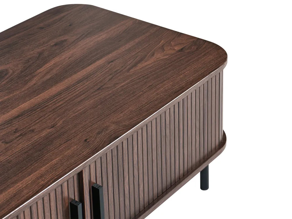 BRADLEY ブラッドリー コーヒーテーブル ダークブラウン 引き戸付き 収納テーブル MDF製 長方形 120×60×41cm