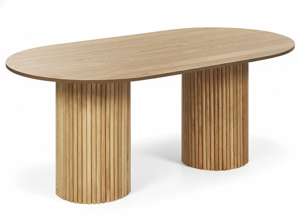 ダイニングテーブル SHERIDAN 180×100cm 楕円形 MDF天板 ラバーウッド脚 8人掛け - Kiremia